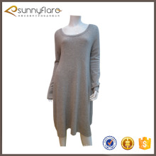 Fashion wool cashmere long sleeve dress gown for ladies